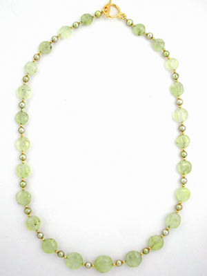 prehnite and green pearl necklace
