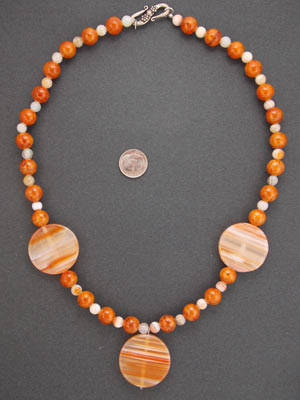 carnelian large coin necklace