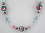 Swarovski and pink rose glass necklace