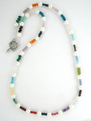 multi color gemstone and pearl necklace