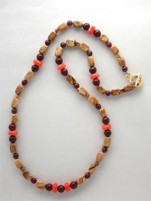orange coral beaded necklace