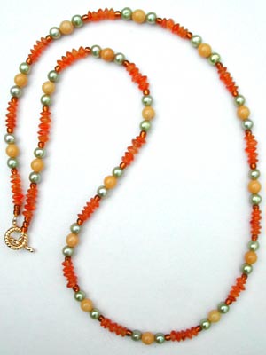 pearl and carnelian beaded necklace