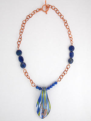 blue lapis and copper necklace