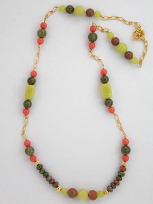 unakite and serpentine necklace