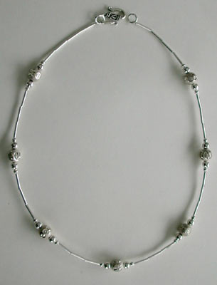 Liquid Silver and Sterling Silver Bead Necklace