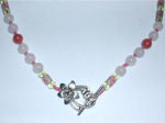 Pink Floral Glass Necklace