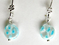 Light Blue Millefiori Earrings
