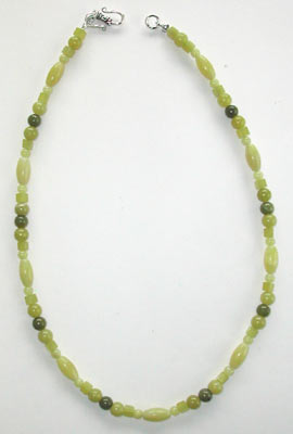 Serpentine and Olive Jade Necklace