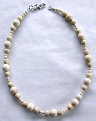 Natural Fossil White Beaded Necklace