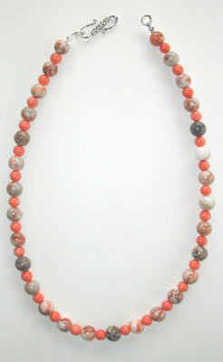 Sesame Jasper and Coral Necklace