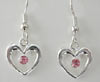 Light Rose in Silver Heart Earrings