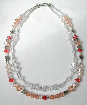 Peach and Crystal necklace