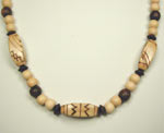brown and beige with burnt wood necklace