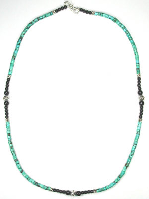 Turquoise heishi and black onyx necklace
