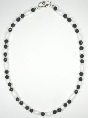 black onyx and white coral necklace