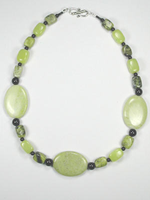 large serpentine and yellow turquoise necklace