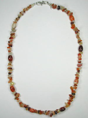 Carnelian barrel and chip necklace