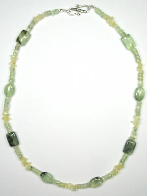 green tourmalinated quartz and citrine necklace