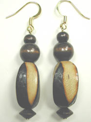 handcrafted large burnt wood earrings