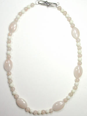 peach jade and white coral necklace
