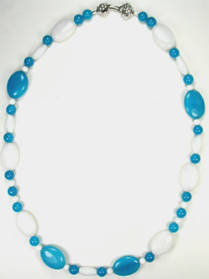 Handmade Blue and White Jade Necklace