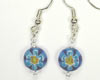 Blue flowered glass earrings
