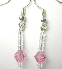 Swarovski rose and seed bead earrings Swarovski rose and seed bead earrings