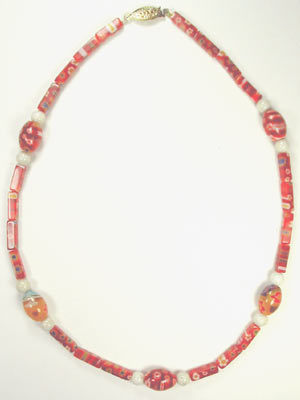 handcrafted red millefiori necklace handcrafted red millefiori necklace