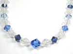 blue crystal and cracked quartz necklace