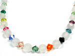 multi color crystal and frosted quartz necklace