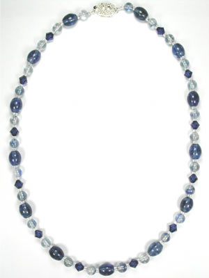 blue crystal and blueberry quartz necklace