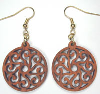wood carved paisley earrings