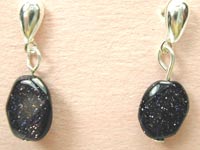 blue goldstone post earrings