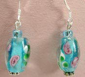 aqua lampwork glass earrings