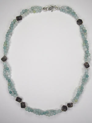 2 strand amazonite and smoky quartz necklace