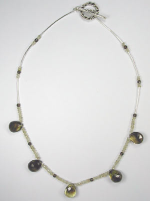 handmade smoky quartz bio necklace
